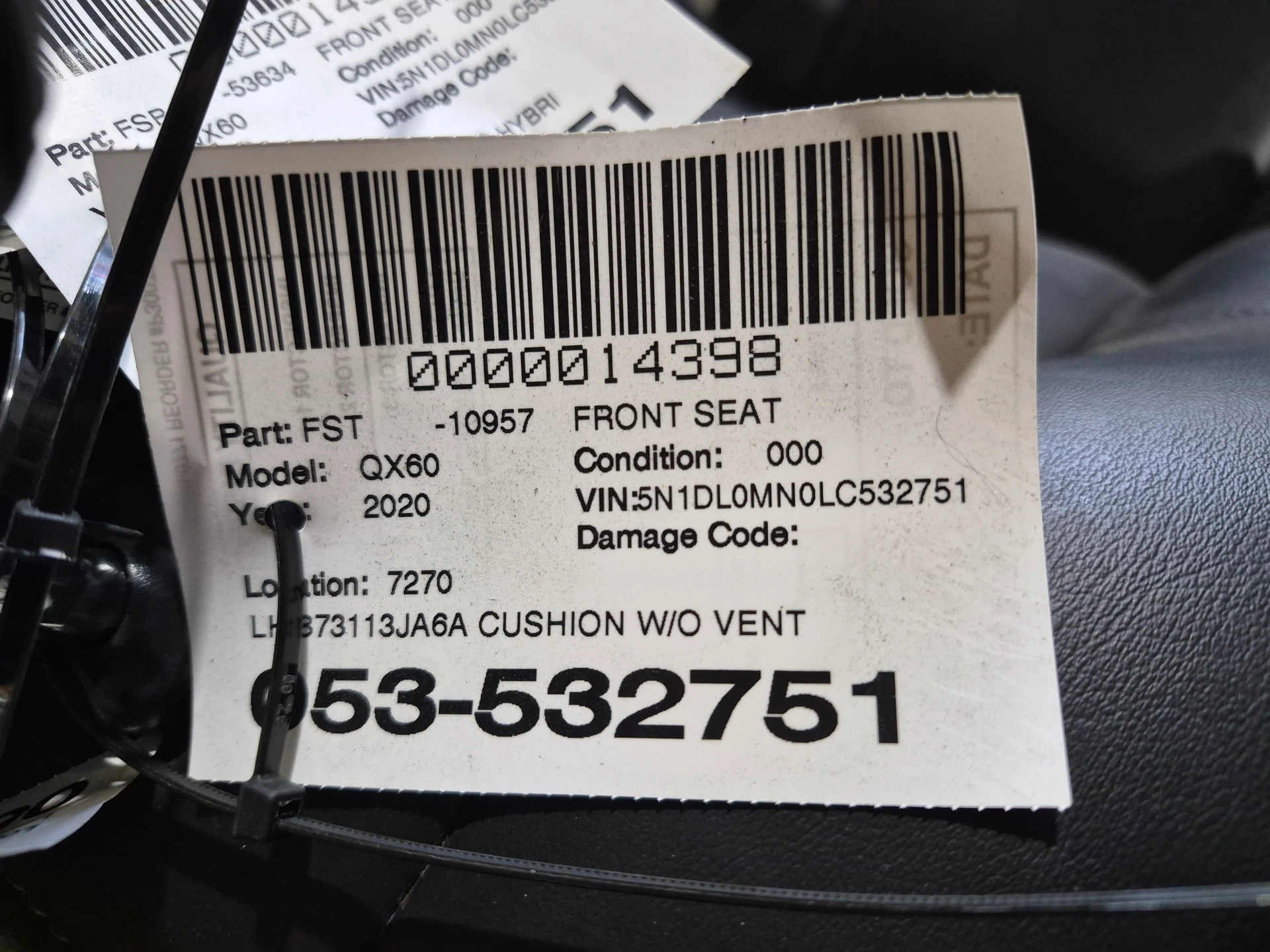 Lh Cushion w/o Vented Seats · 2