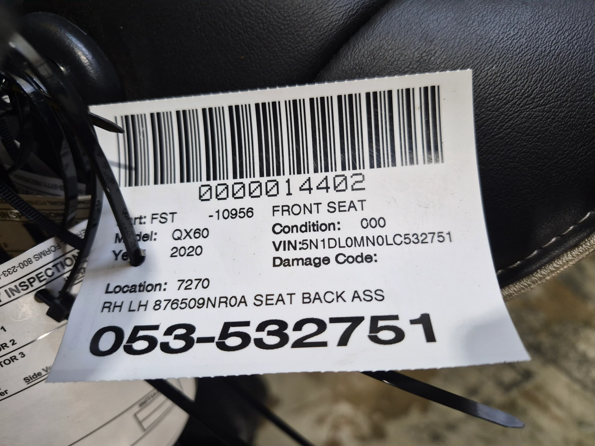 Lh Seat Back Assy W/base Graphite · 2