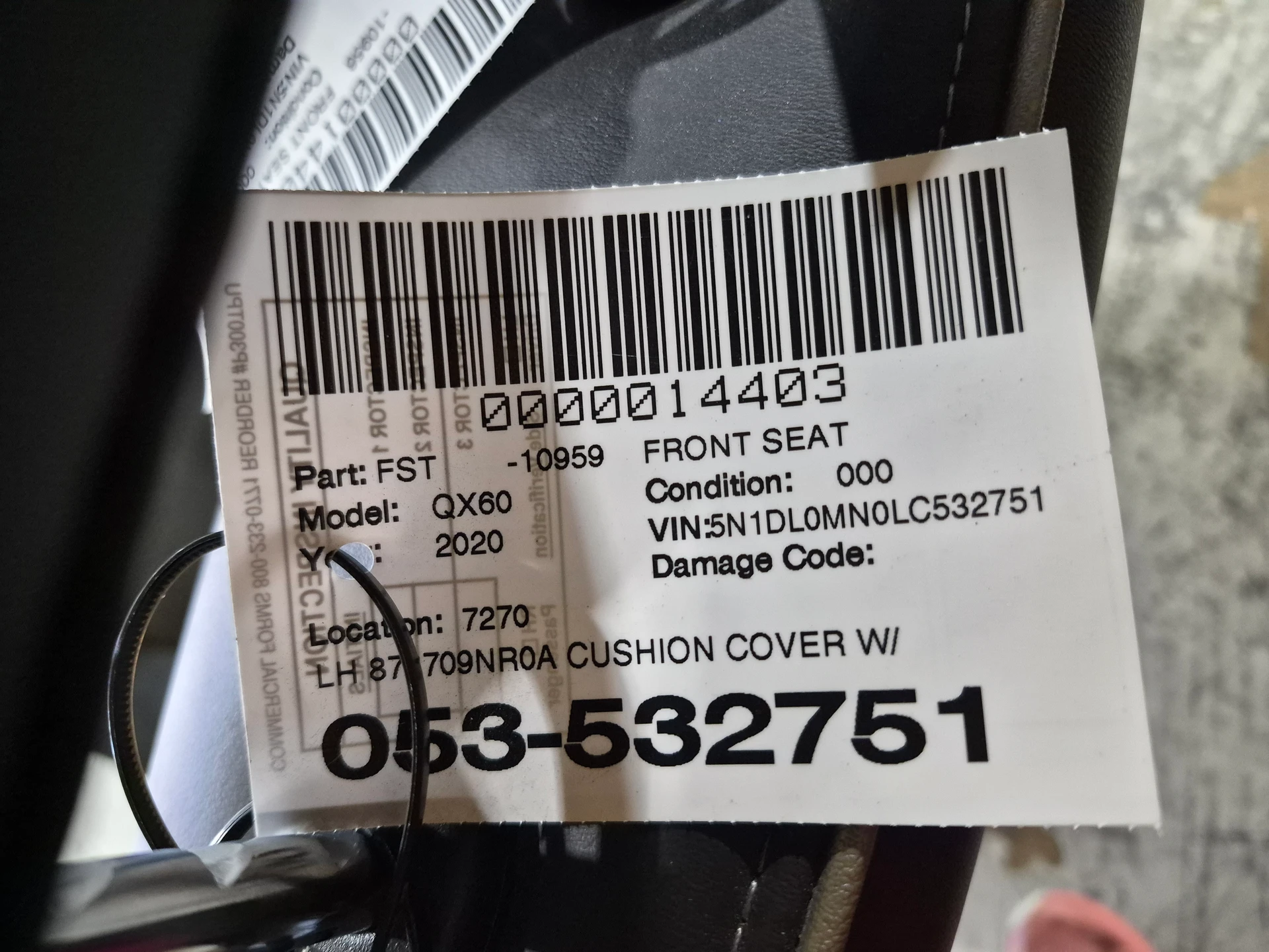 Lh Cushion Cover w/o Limited Pkg, w/o Vented Seats Graphite · 2