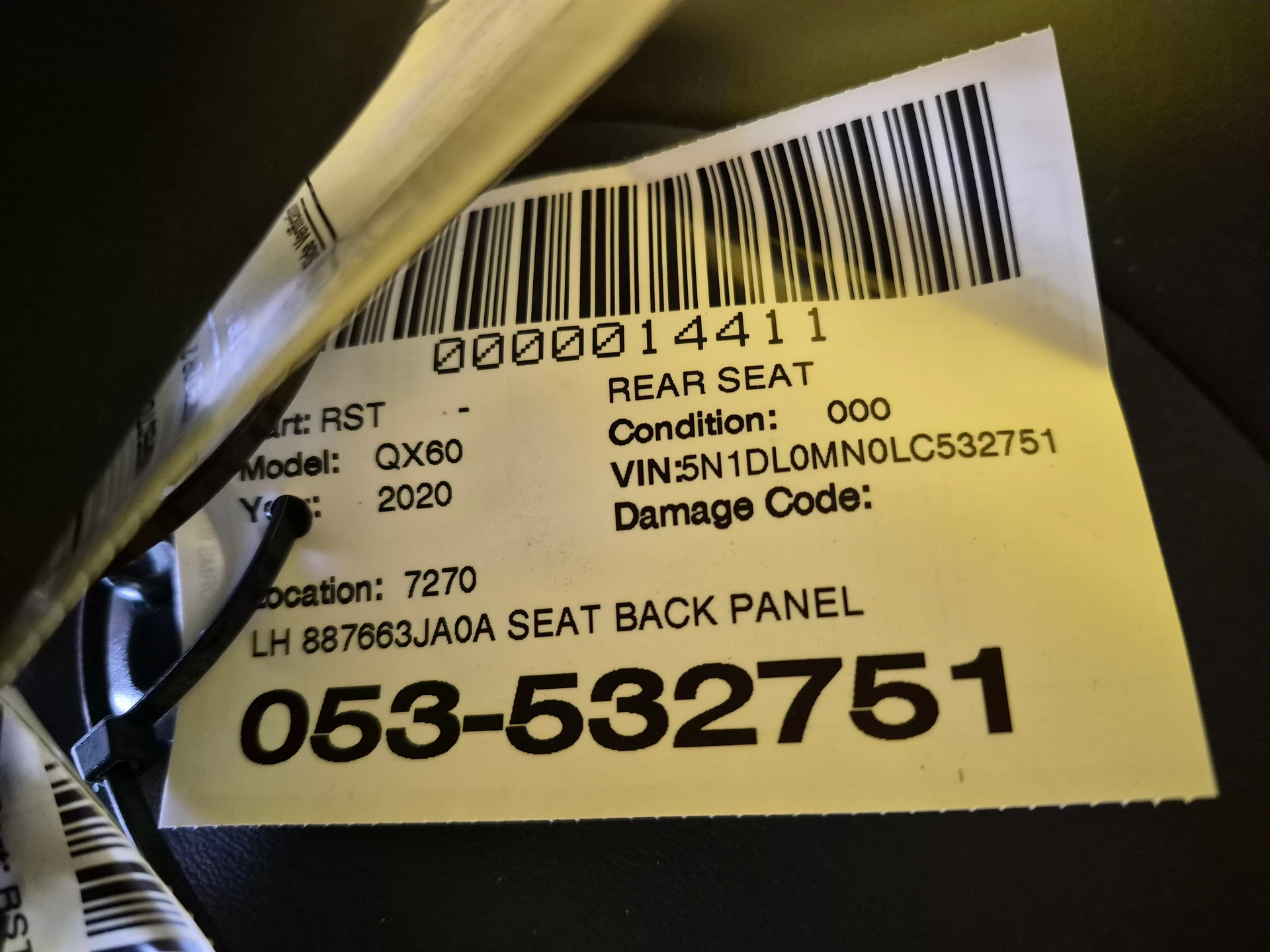 Lh Seat Back Panel Graphite · 2