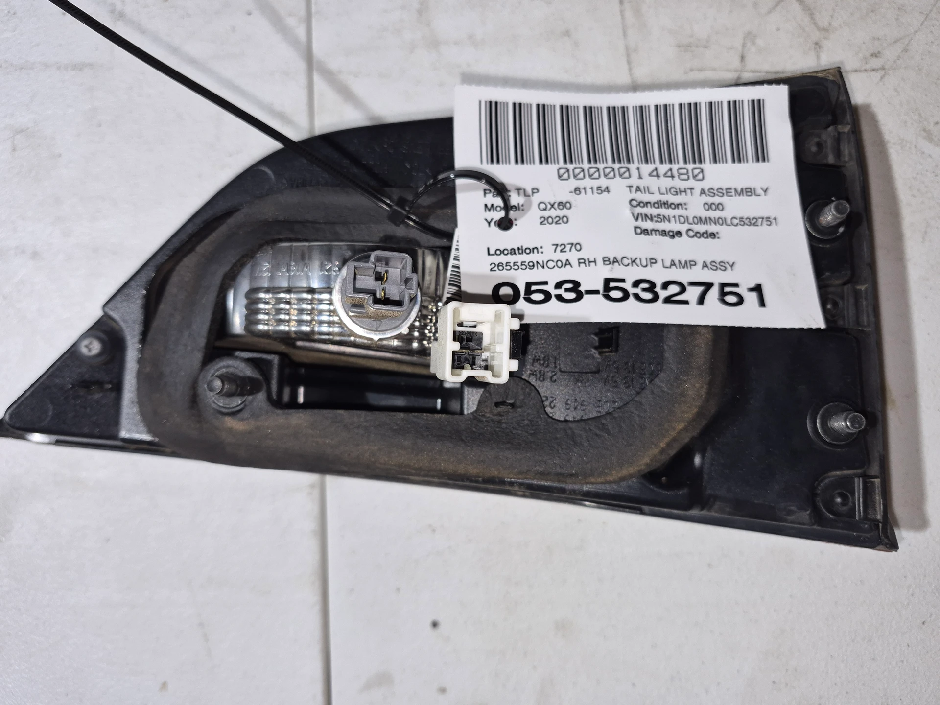 Rh Backup Lamp Assy · 2