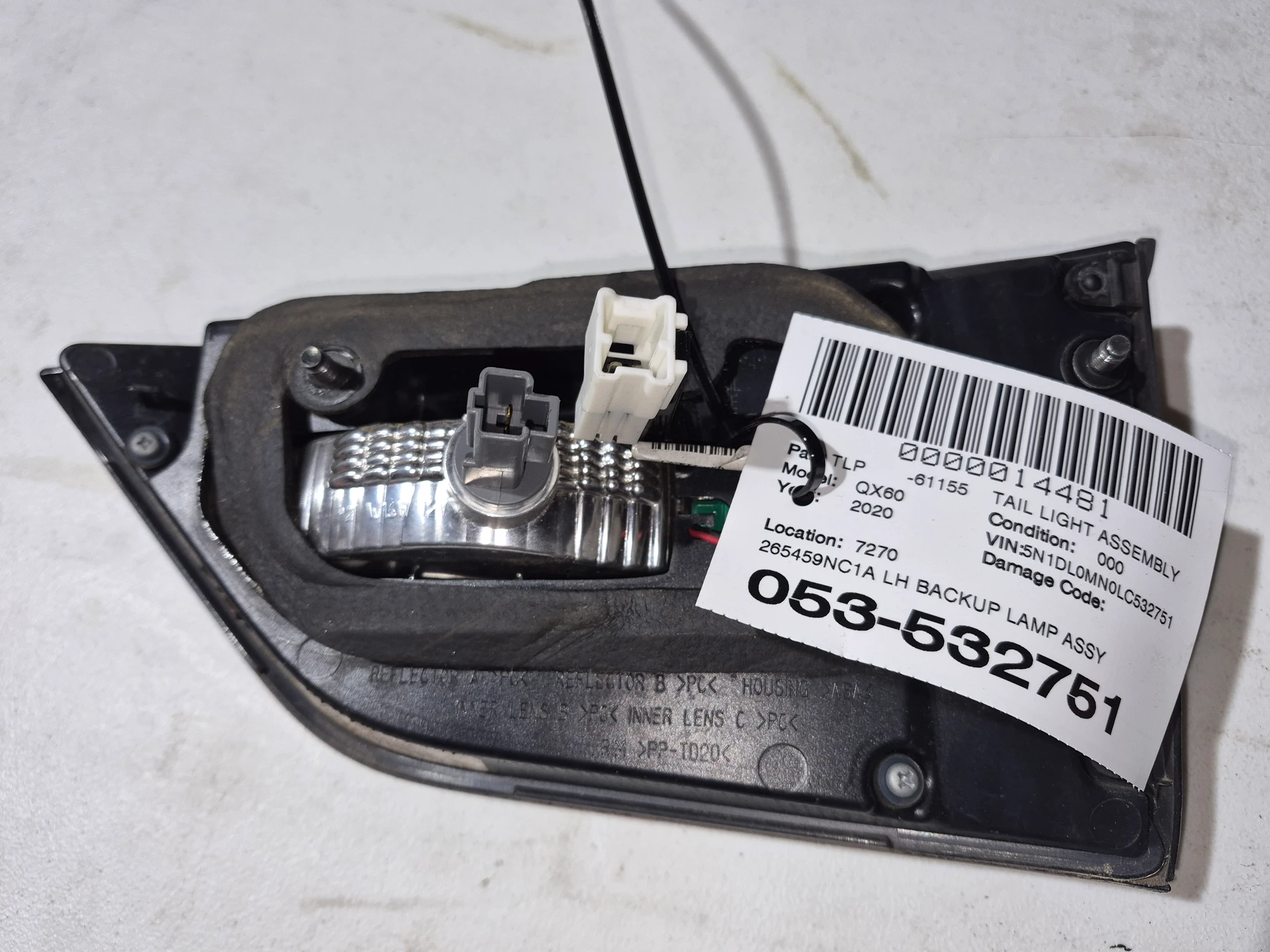 Lh Backup Lamp Assy · 2