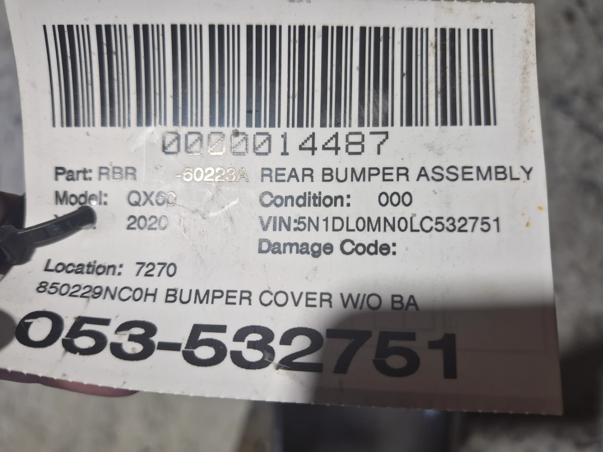 Bumper Cover w/o Backup Intervention, w/o Prk Sensor w/o Tow · 2