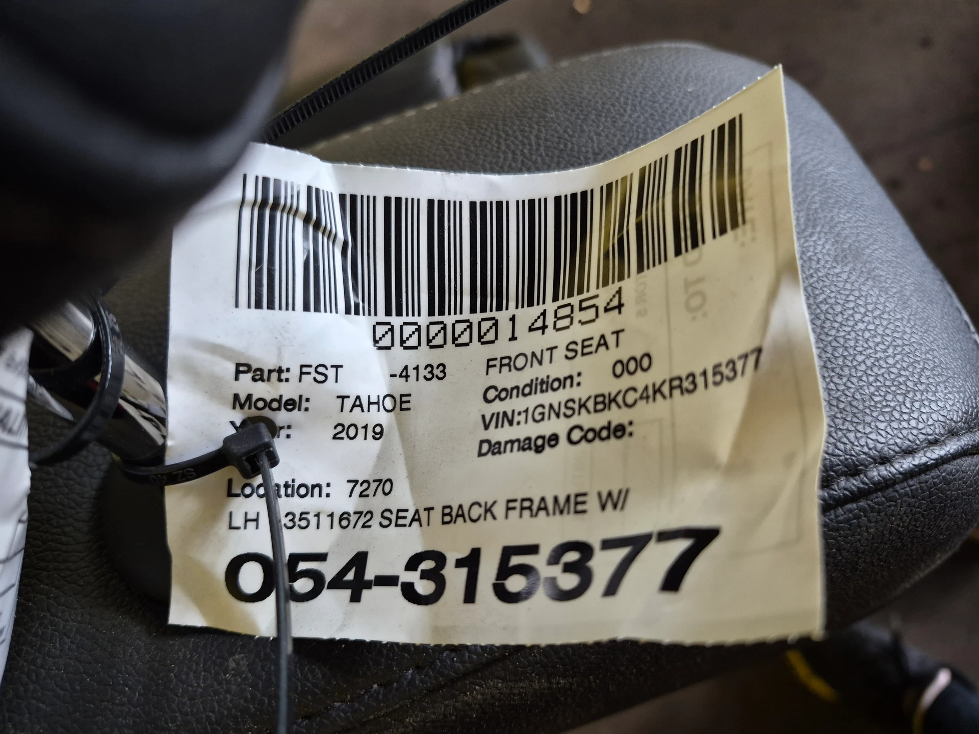Lh Seat Back Frame w/o Power · 2