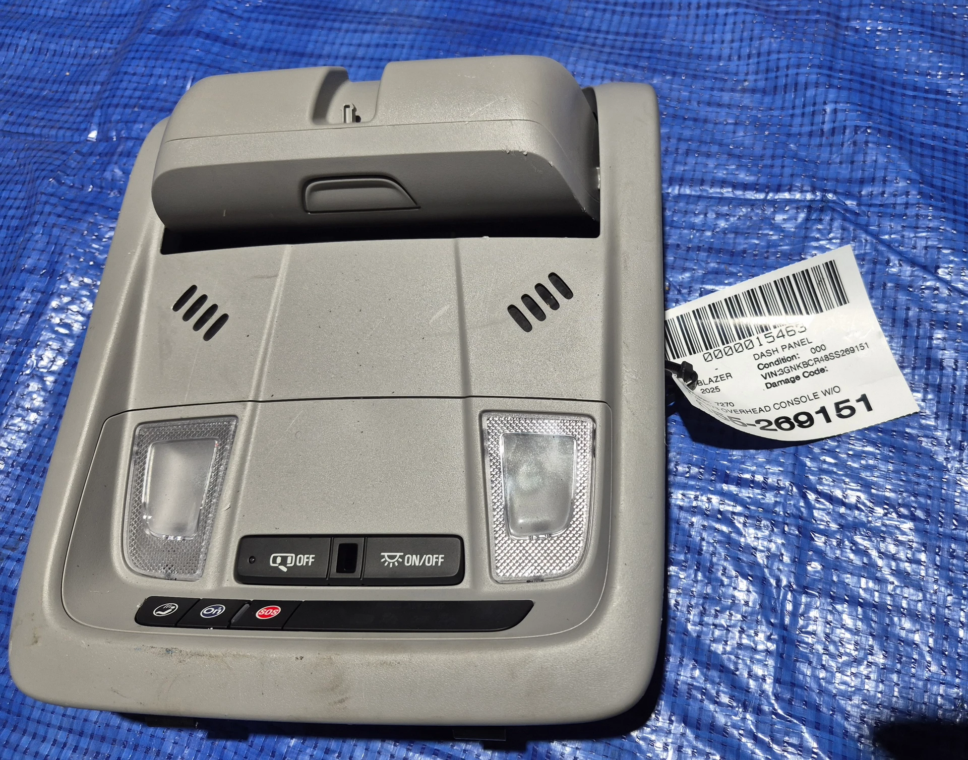 Overhead Console w/o Garage Opener w/o Sunroof · 1