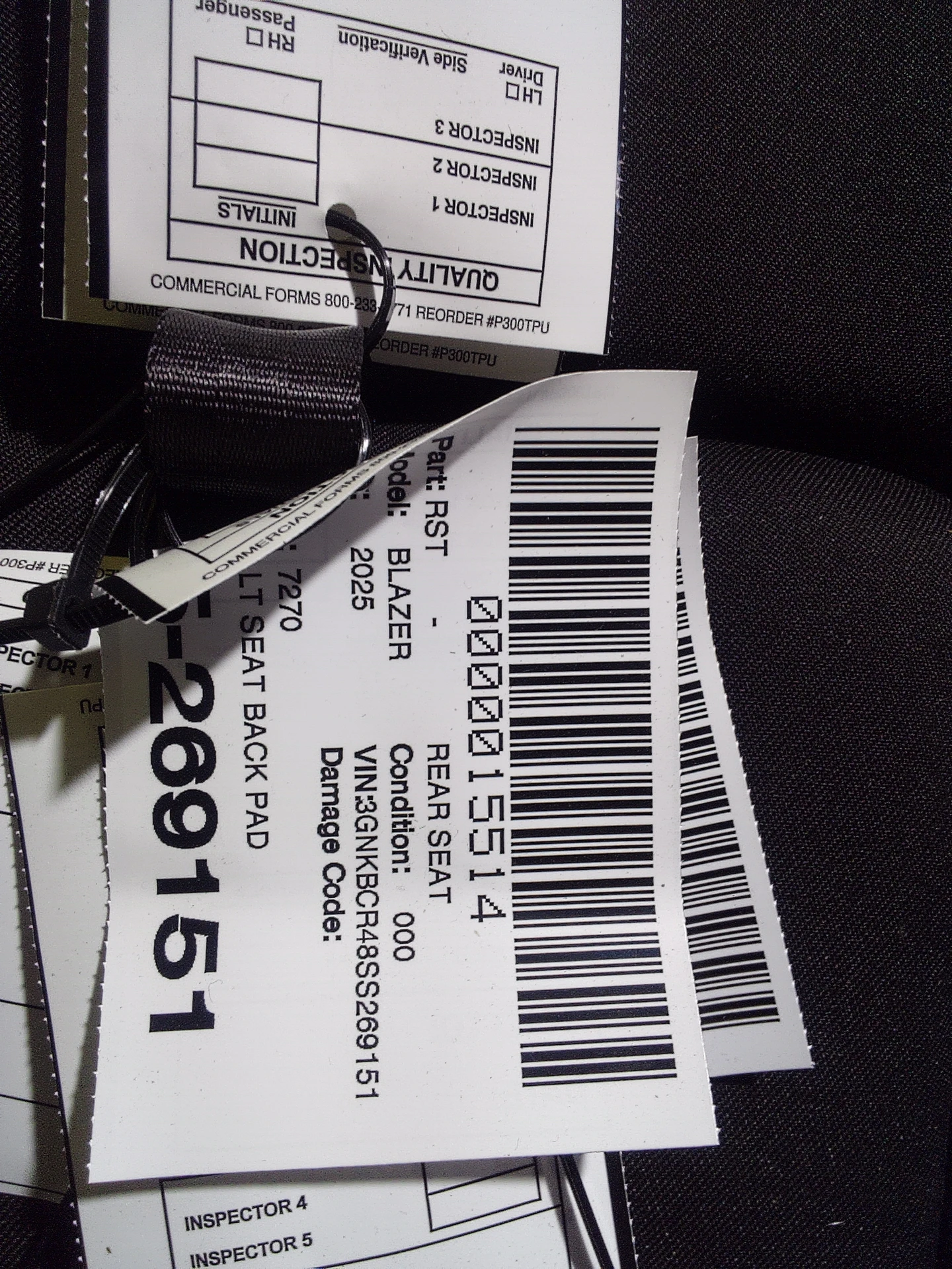 Lt Seat Back Pad · 2