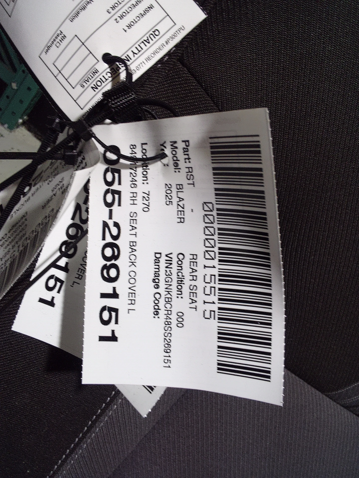 Rh Seat Back Cover L, Lt, Blazer, Cloth Black · 2
