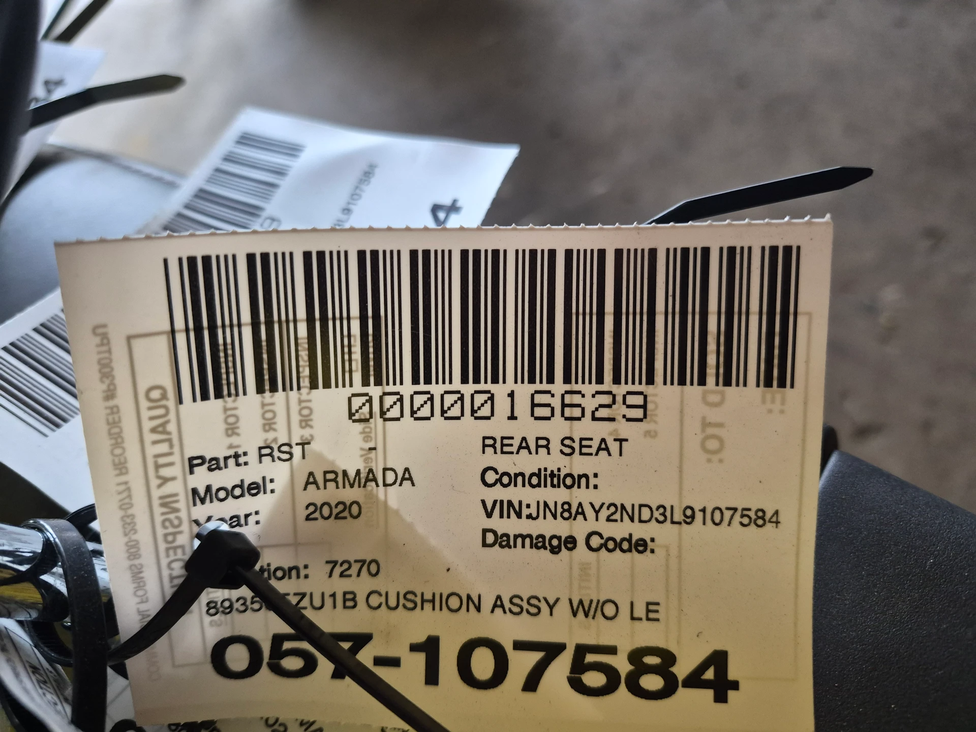 Cushion Assy w/o Leather Graphite · 2