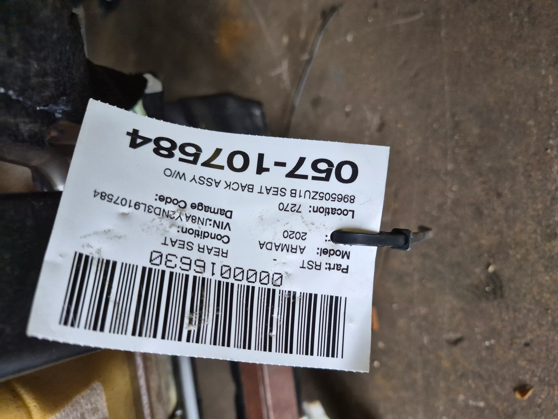 Seat Back Assy w/o Leather, w/o Power Graphite · 2
