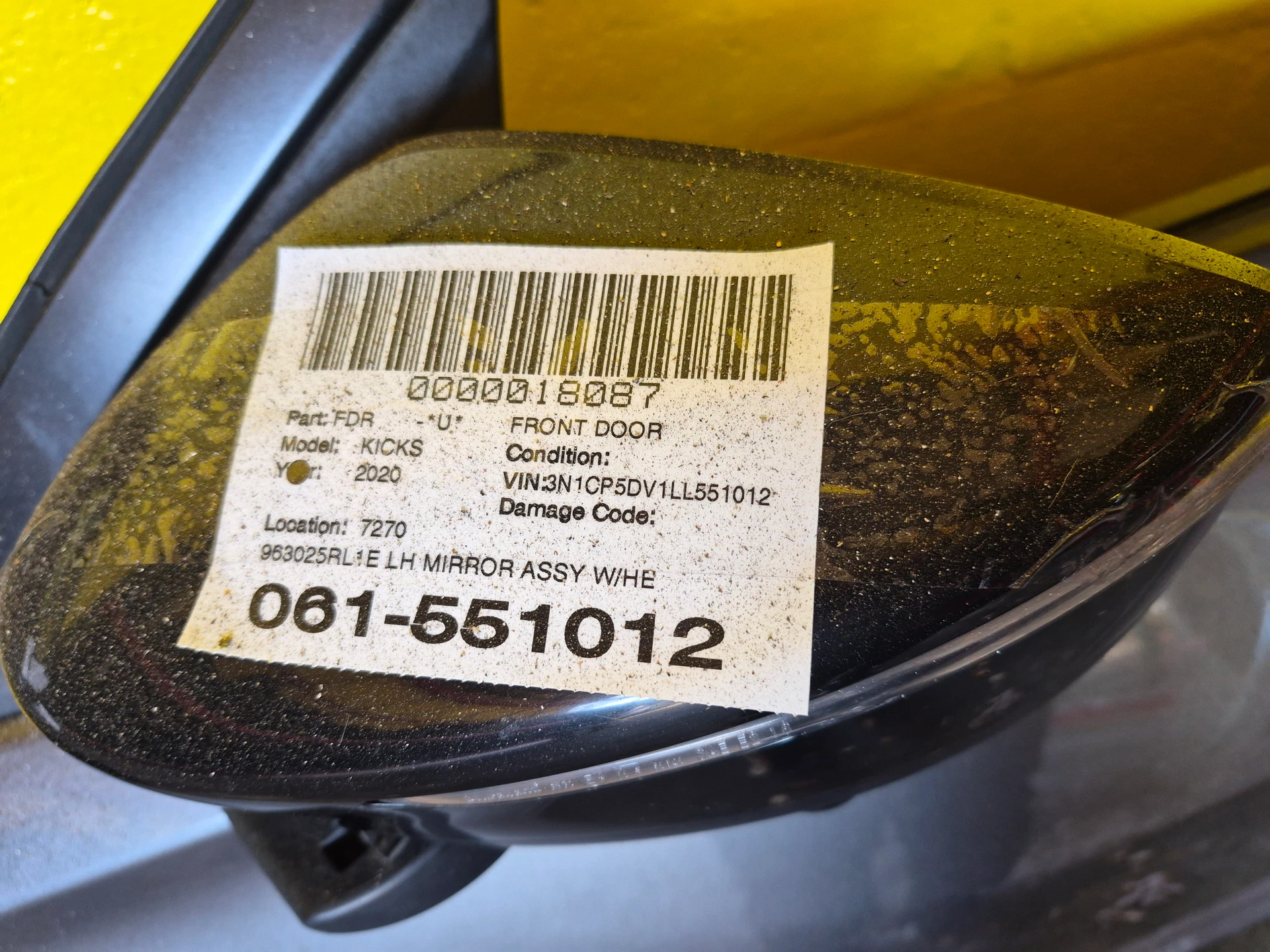 Lh Mirror Assy W/heated, W/turn Signals W/blind Spot · 2