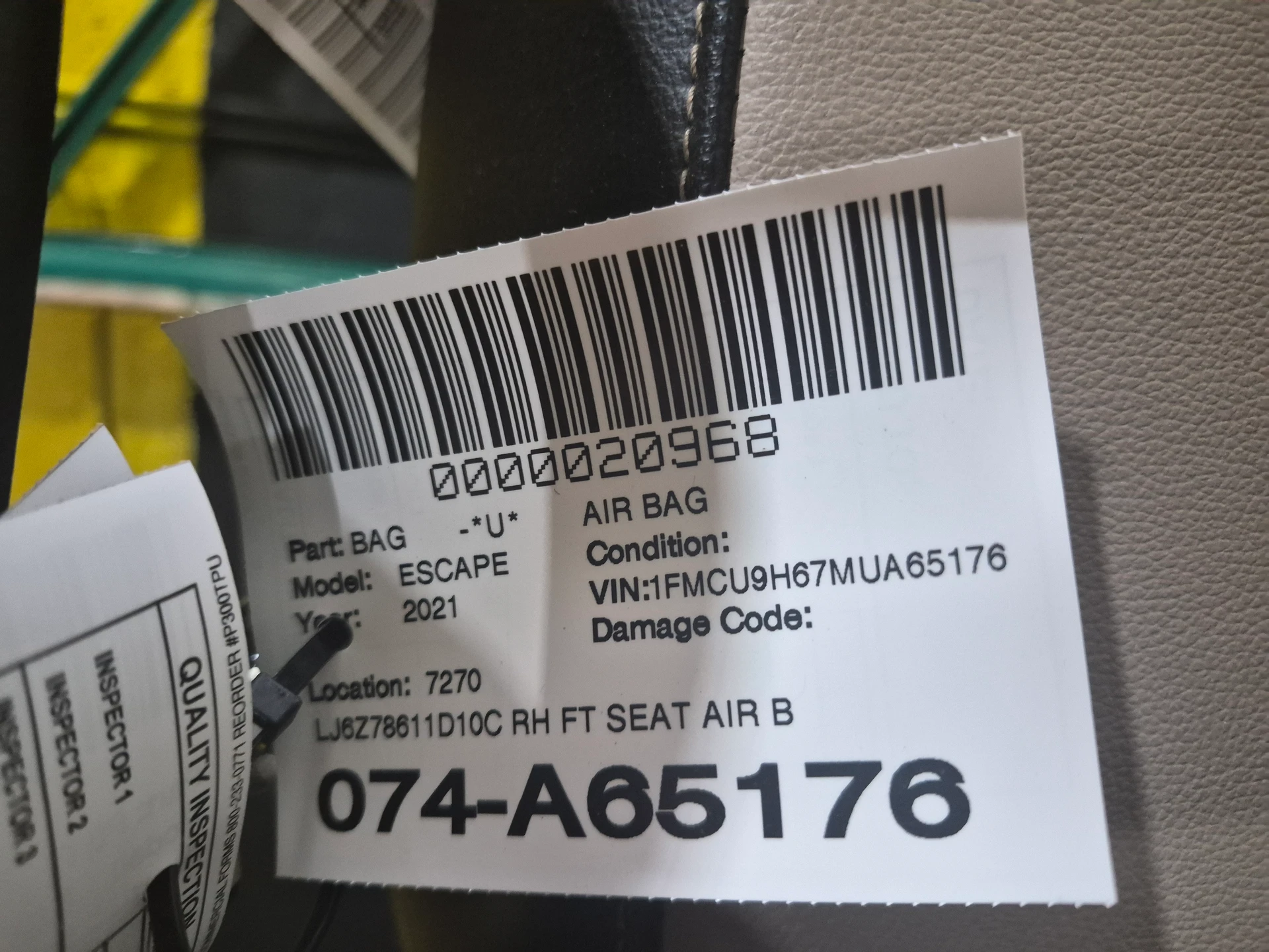 Rh Ft Seat Air Bag · 2