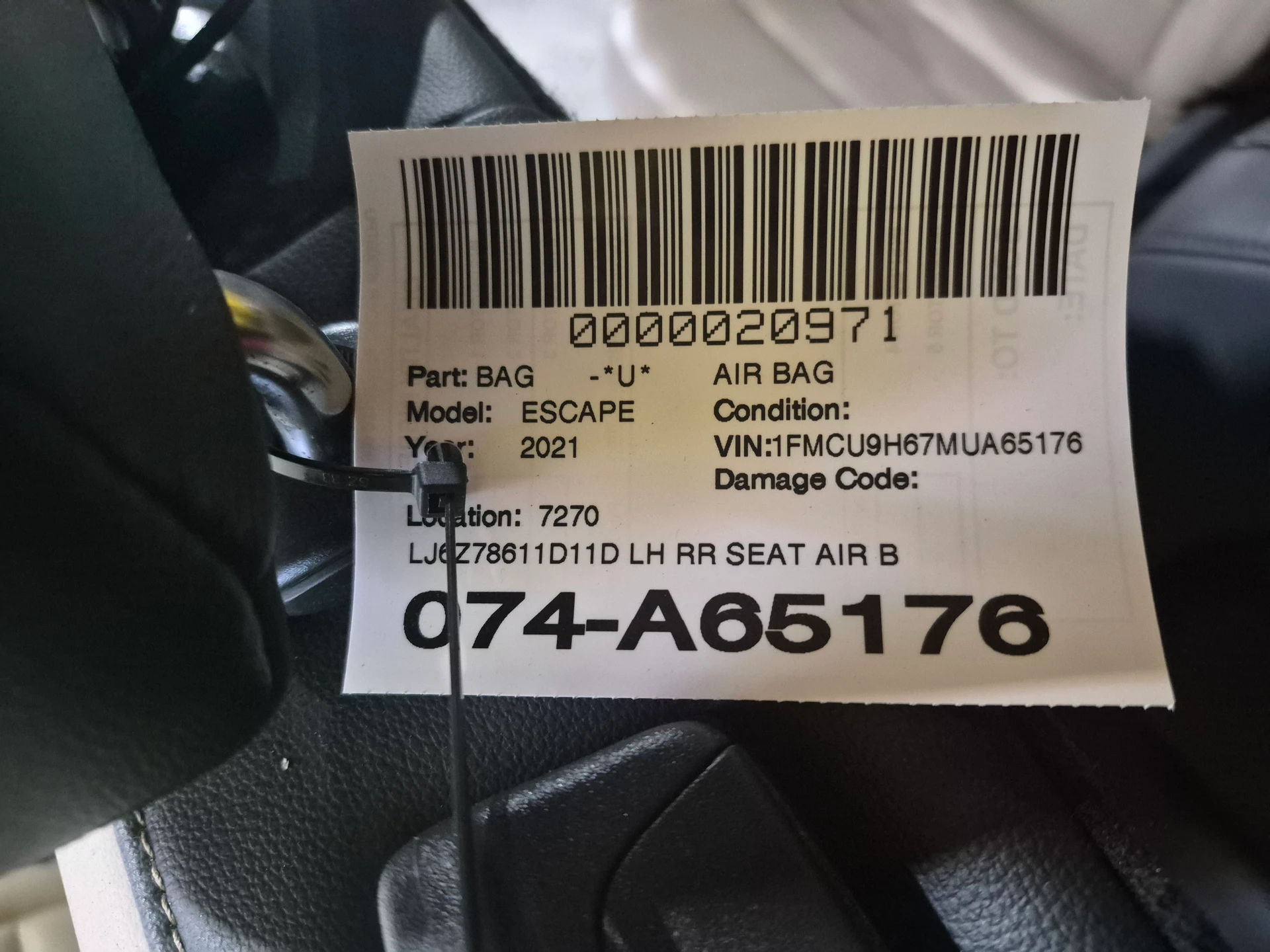 Lh Rr Seat Air Bag · 2