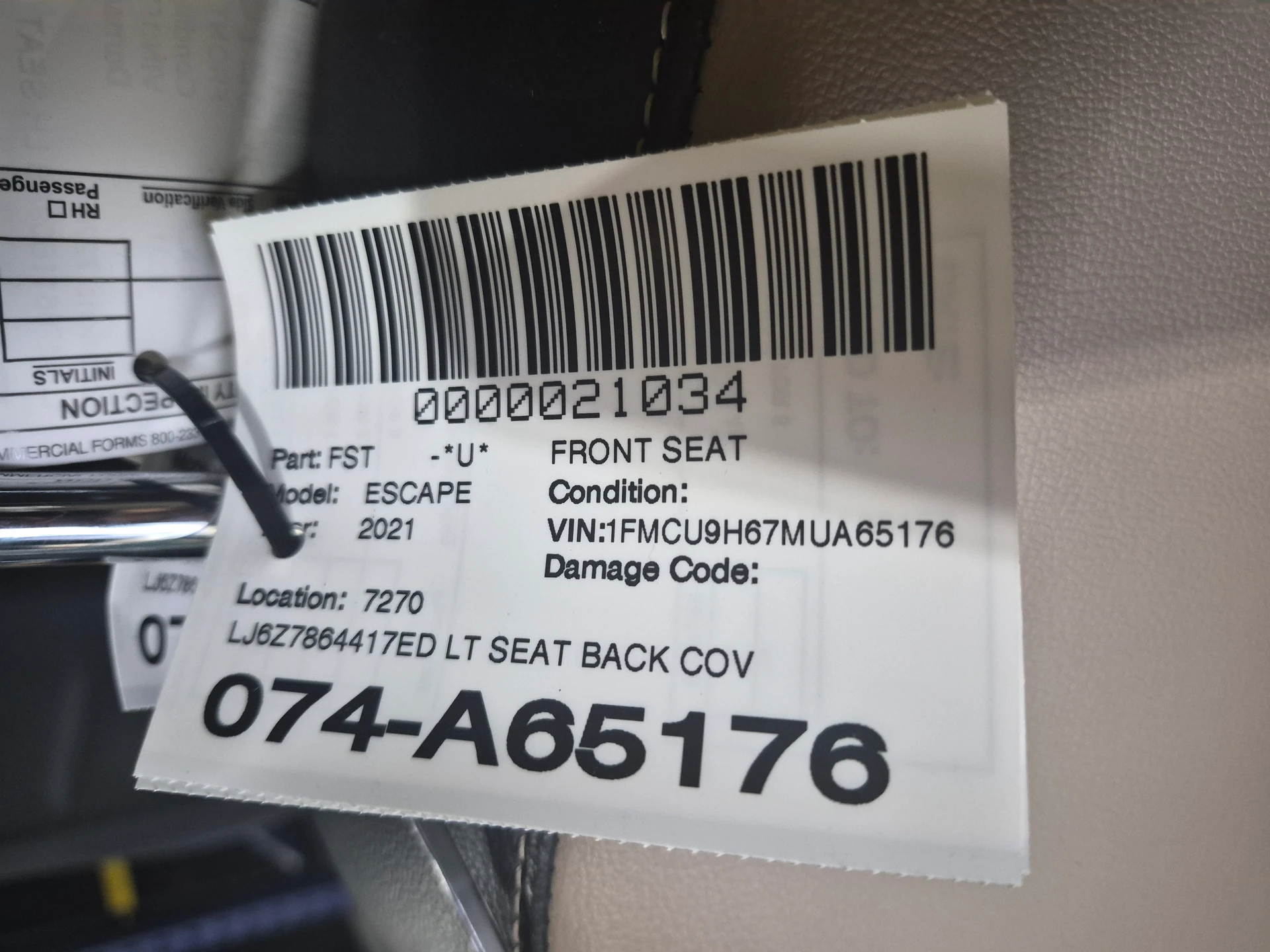 Lt Seat Back Cover Leather Ebony · 2