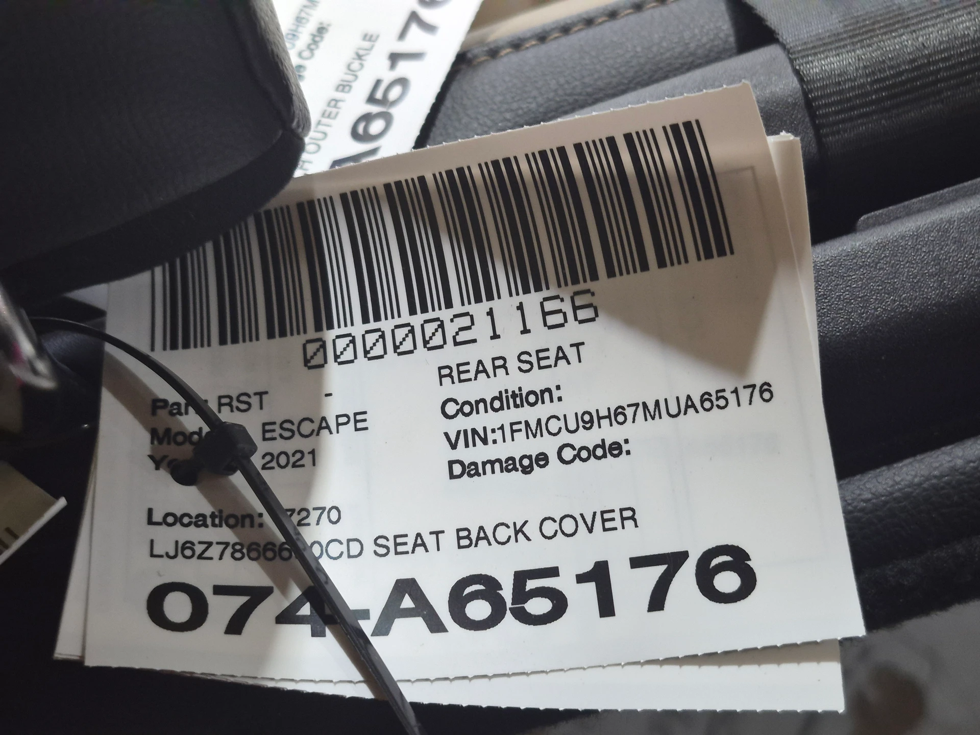 Seat Back Cover Leather Ebony · 2