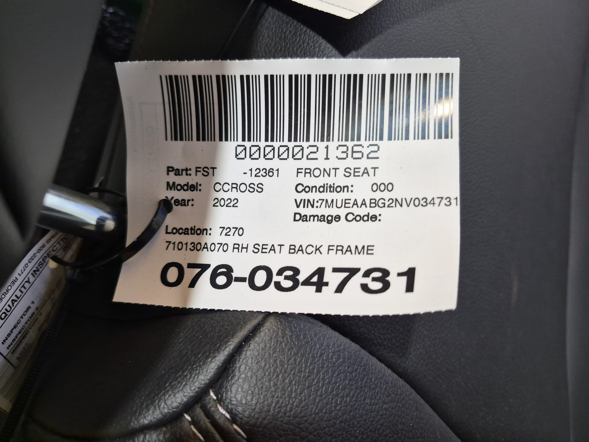 Rh Seat Back Frame · 2