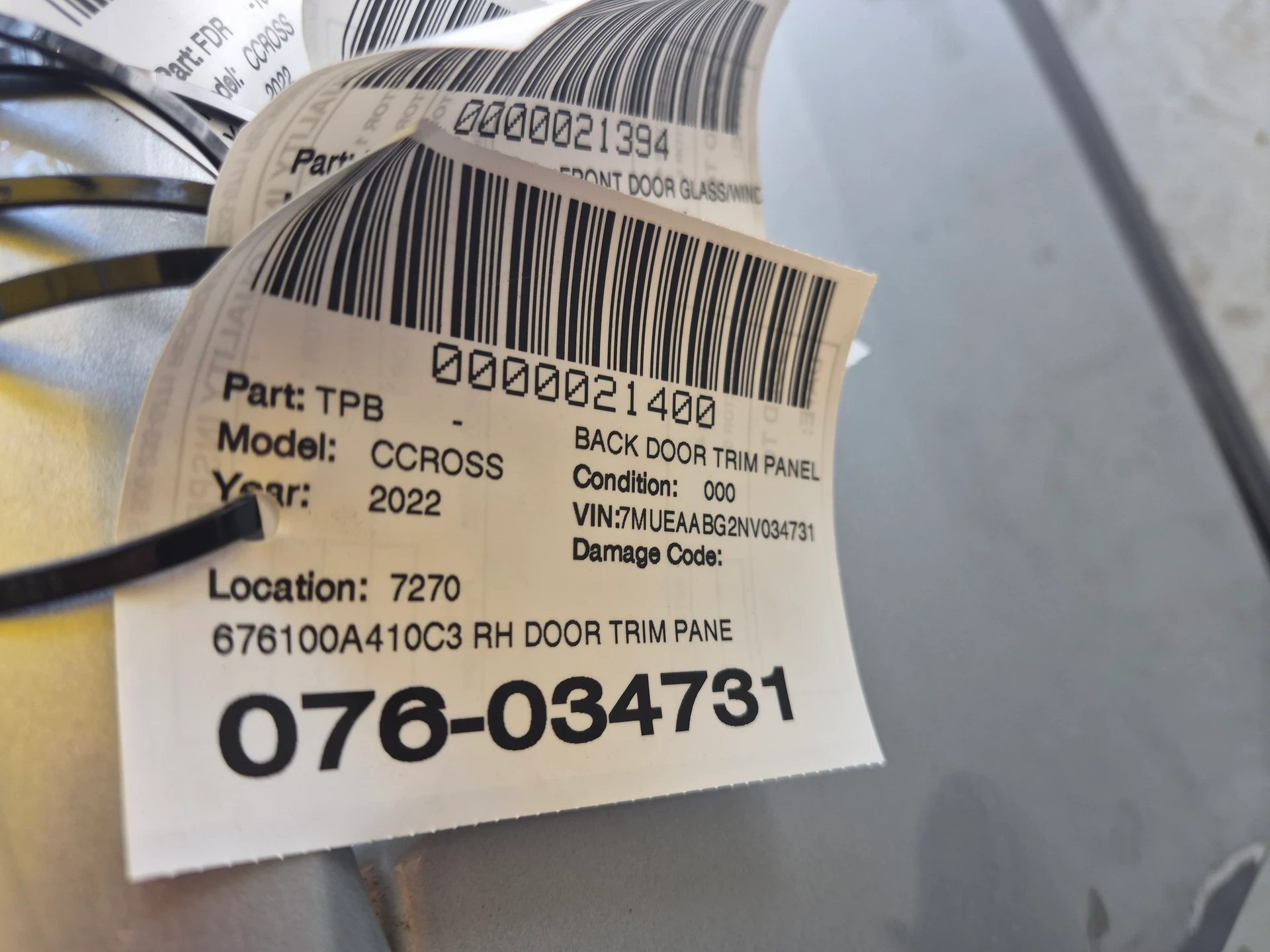Rh Door Trim Panel Fabric Black · 2