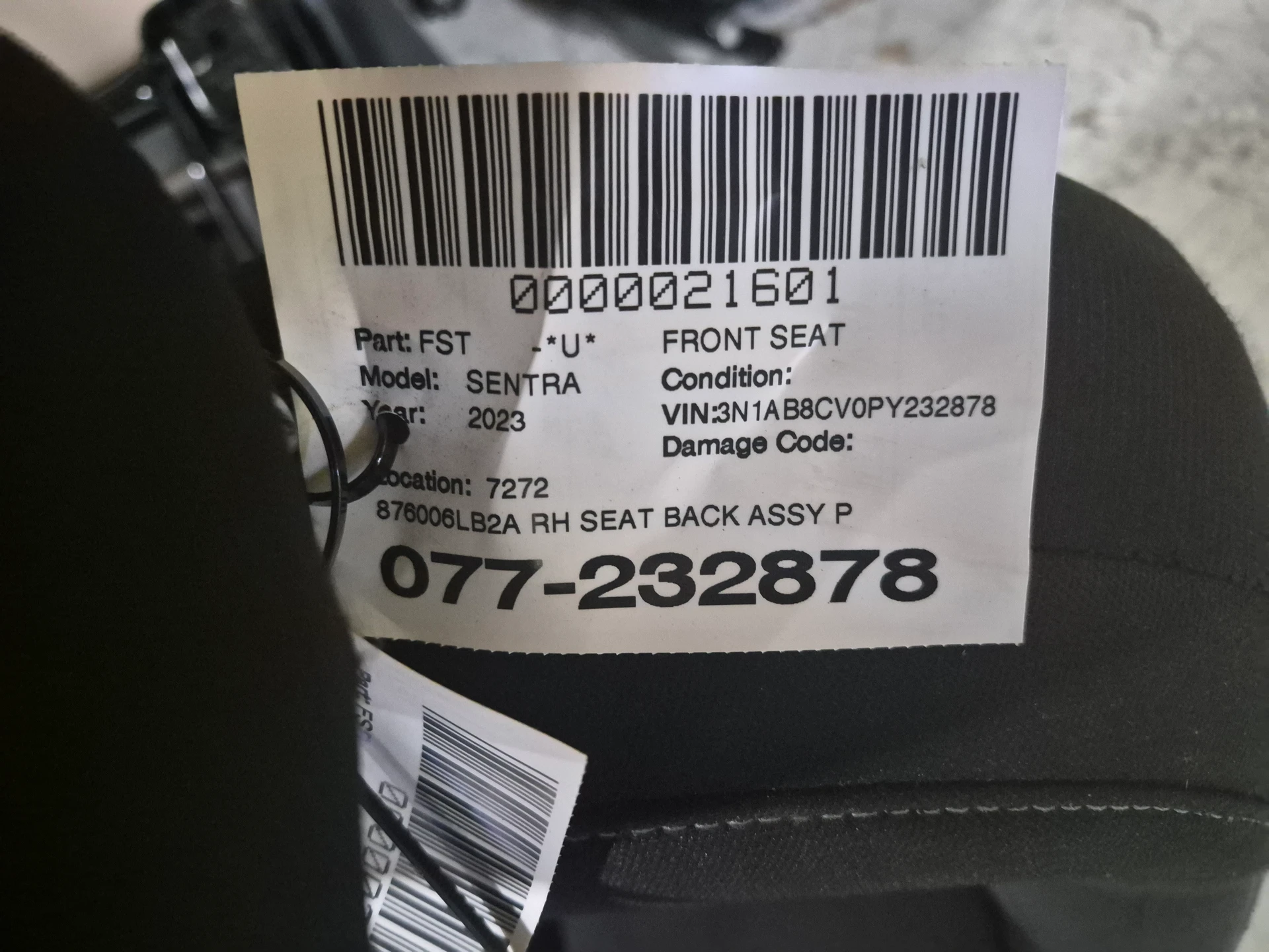 Rh Seat Back Assy Premium Cloth · 2