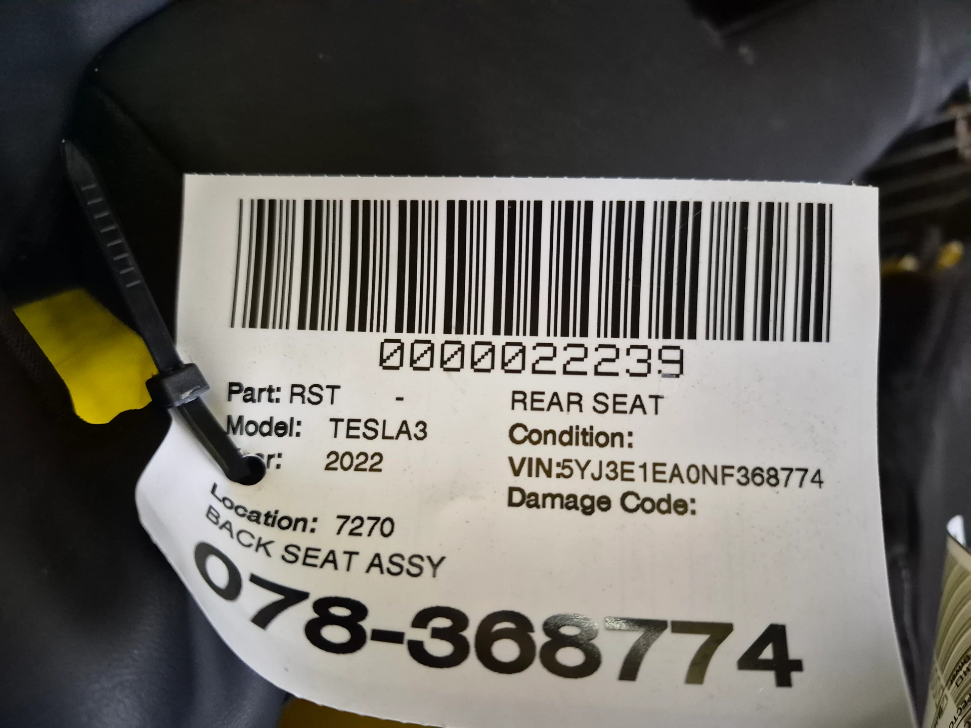 Back Seat Assy · 2