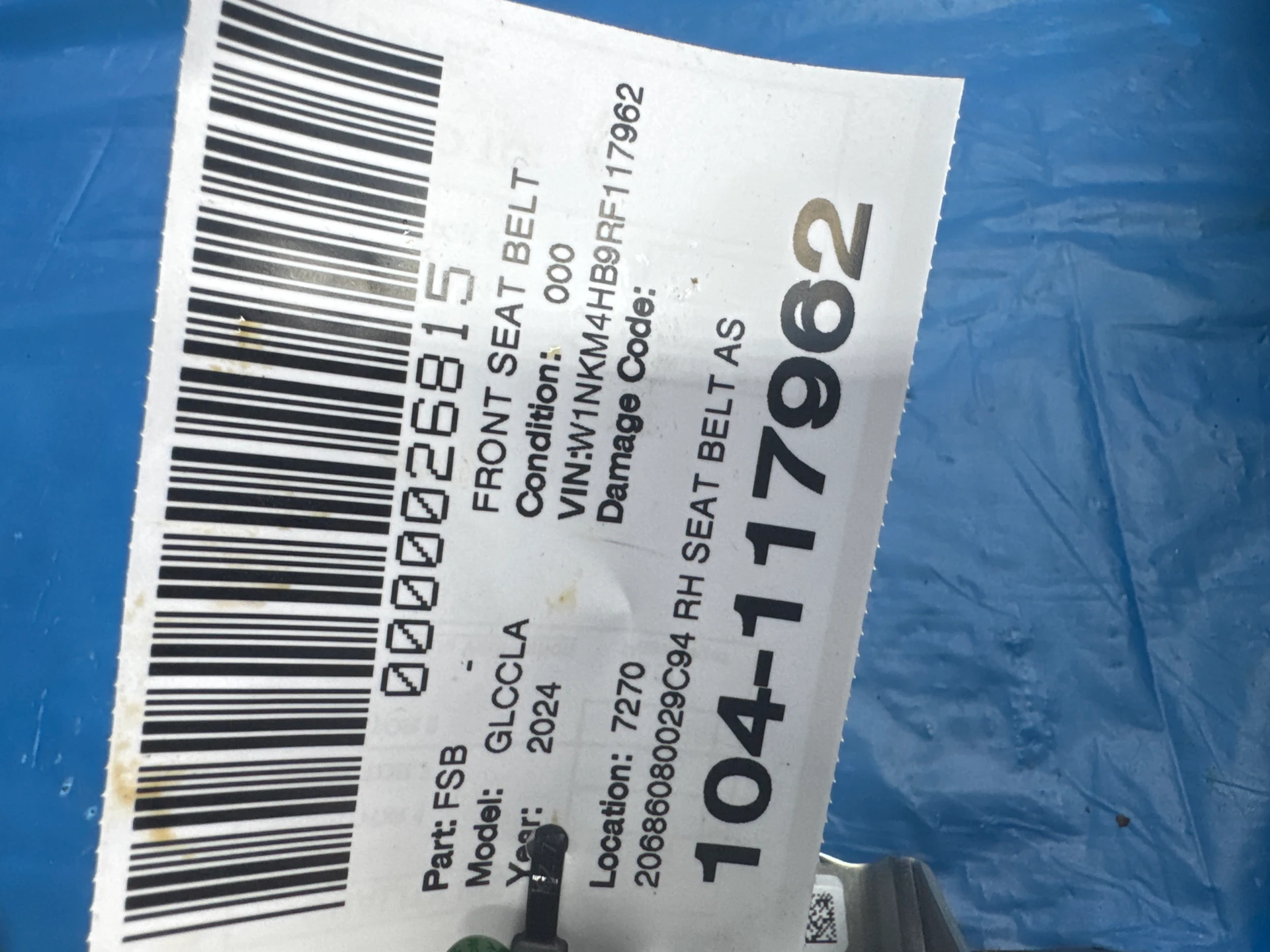 Rh Seat Belt Assy · 2