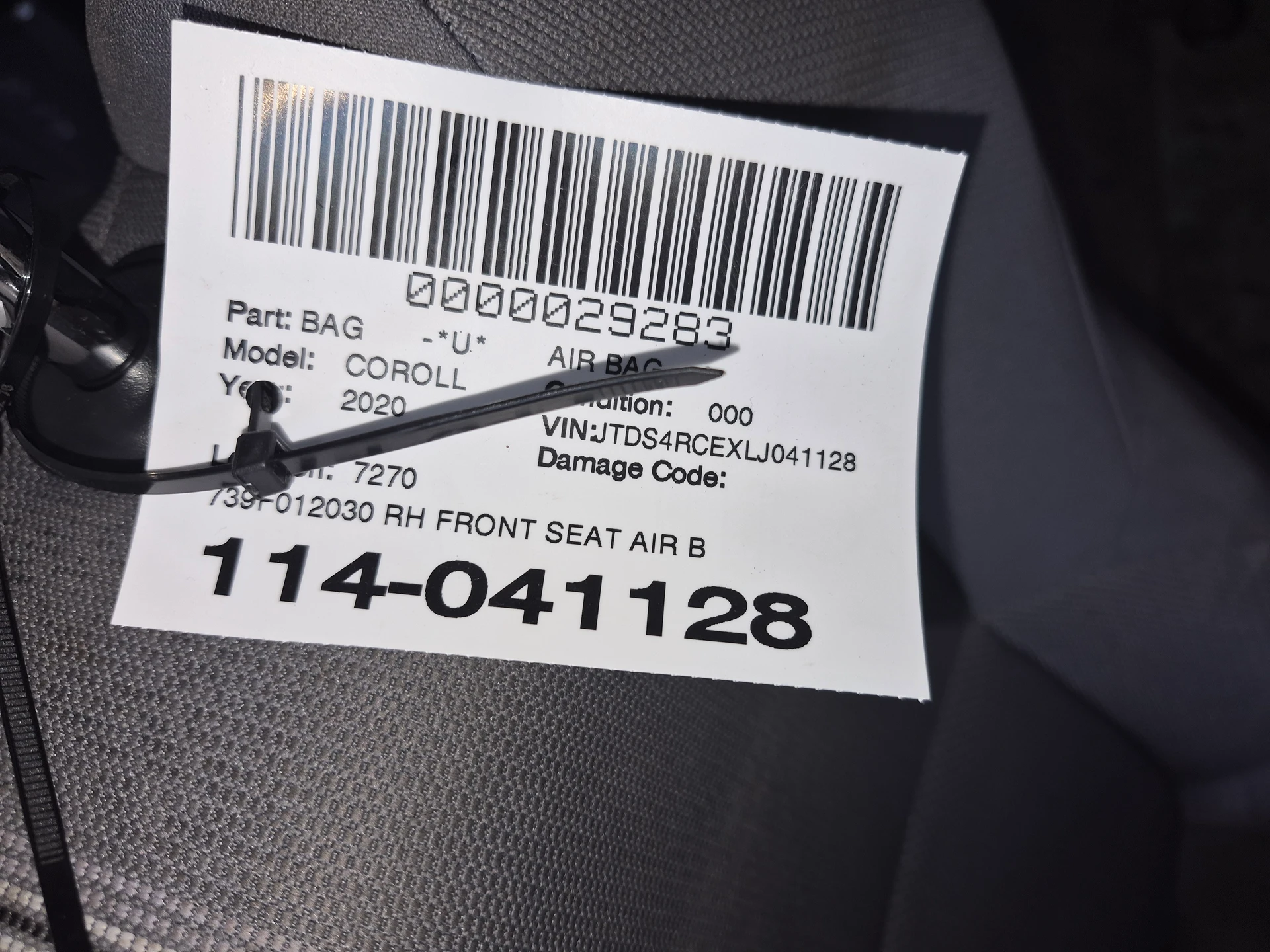 Rh Front Seat Air Bag · 2