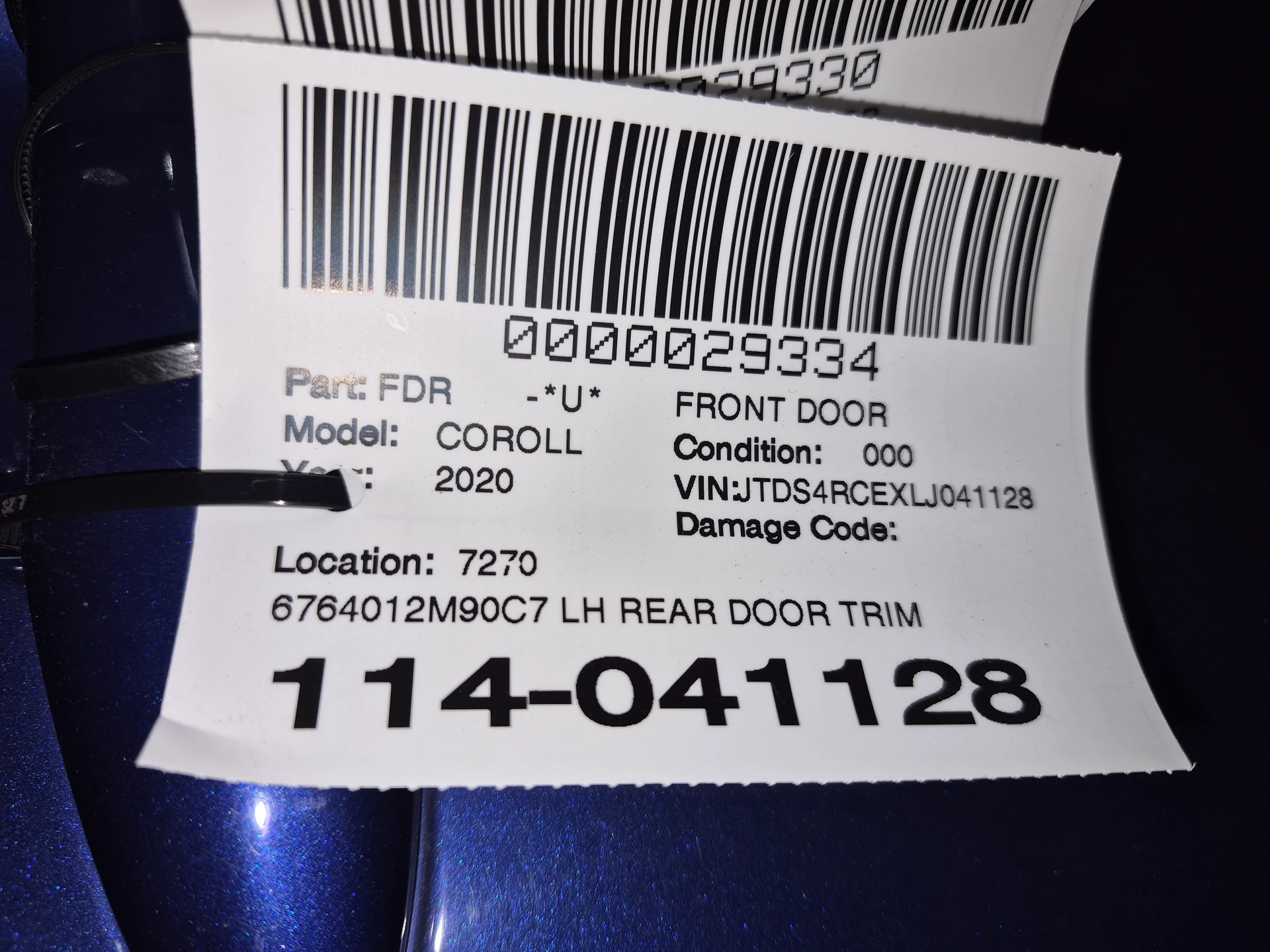 Lh Rear Door Trim Panel · 2
