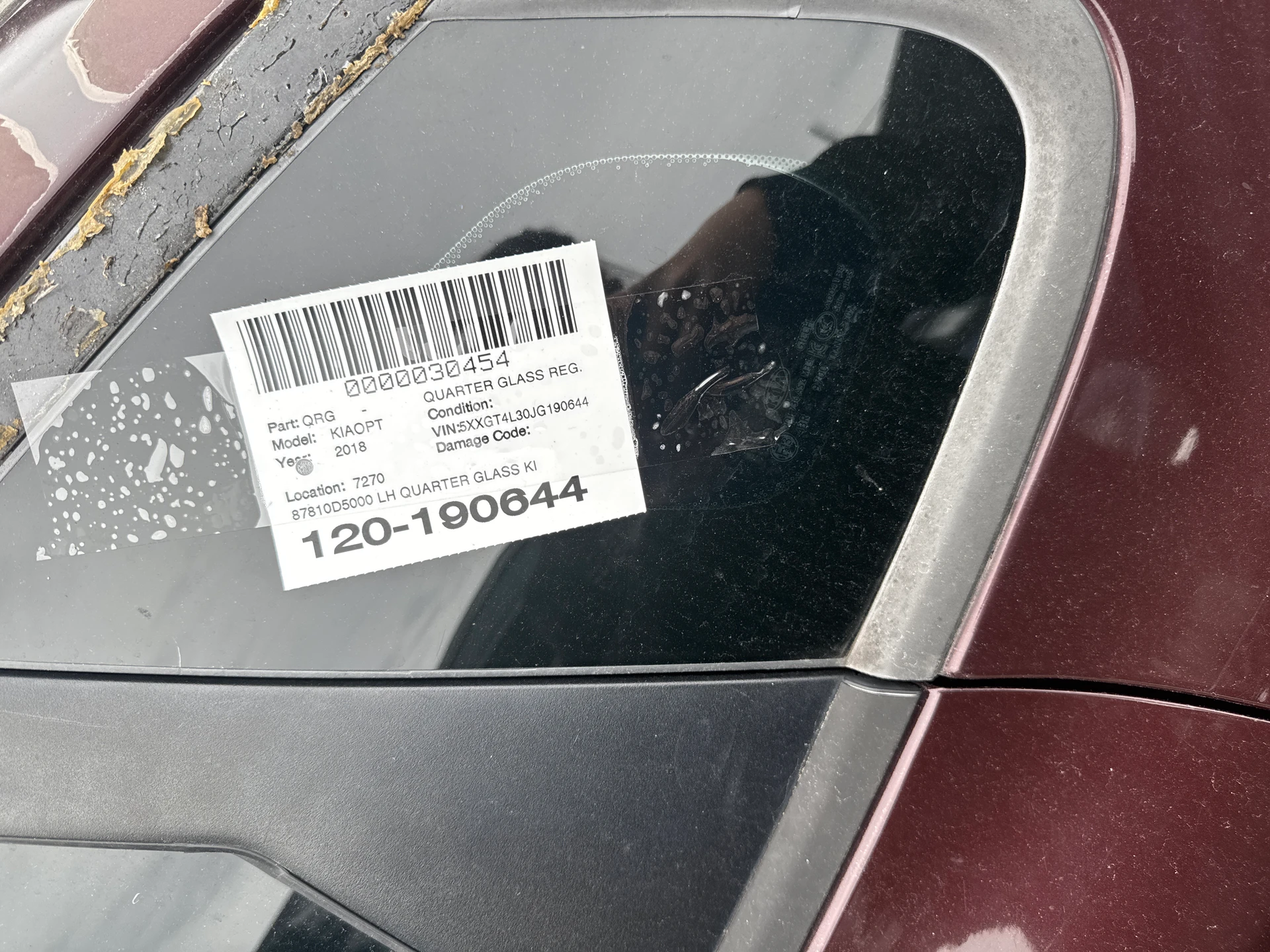 Lh Quarter Glass Kia · 1