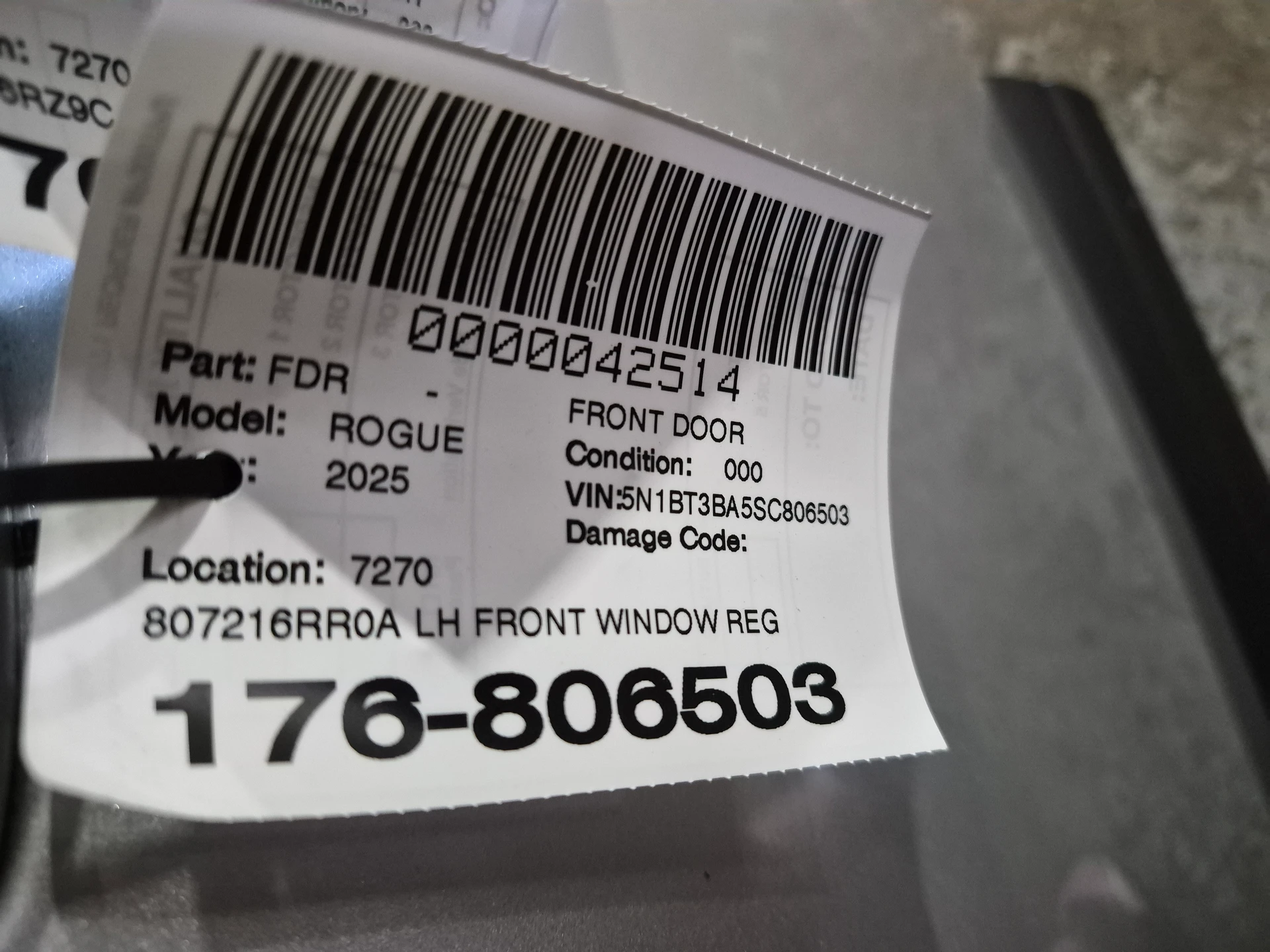 Lh Front Window Regulator · 2