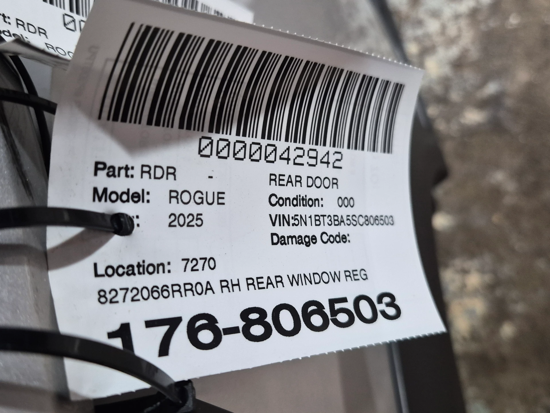 Rh Rear Window Regulator · 2