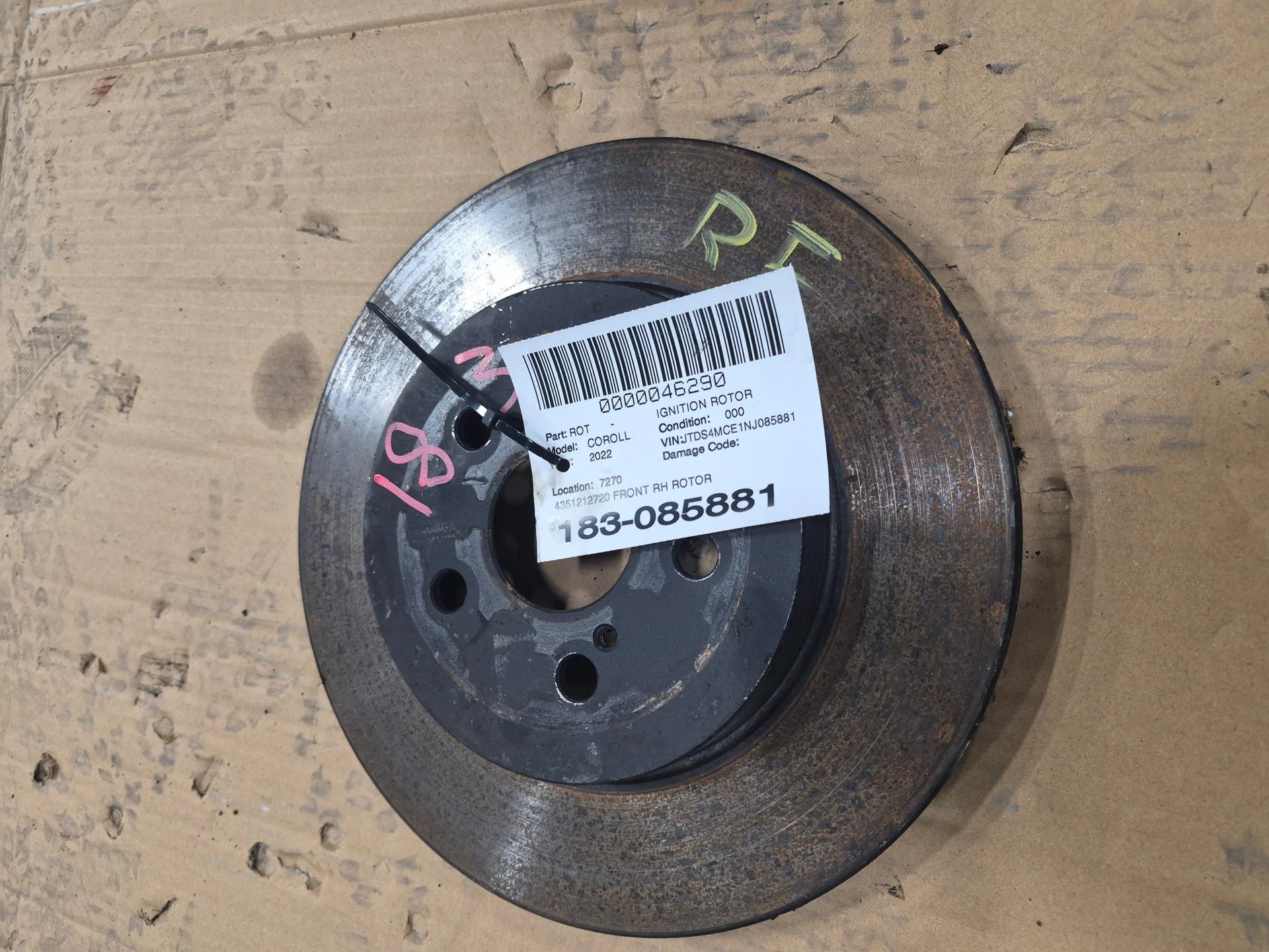 Front Rh Rotor · 1