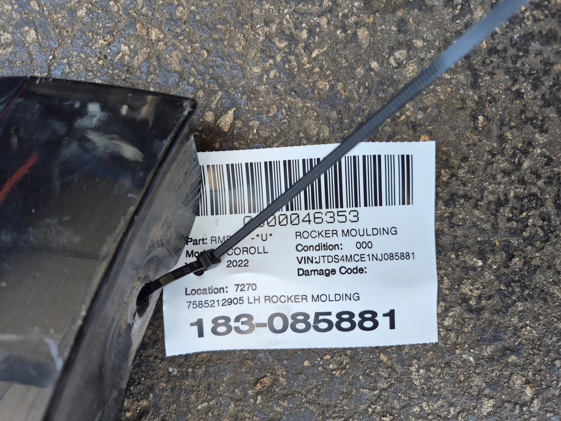 Lh Rocker Molding · 2